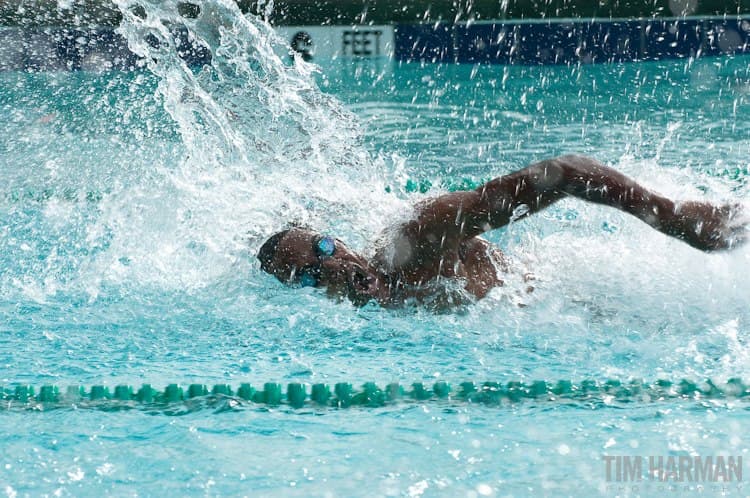 Swimmer training in the pool